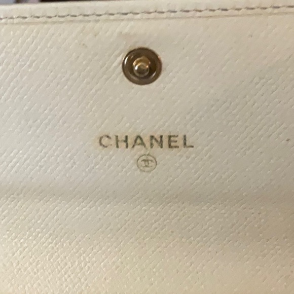 Chanel CC Logo Cream Caviar Leather TriFold Compact Wallet. Vintage - Picture 4 of 14